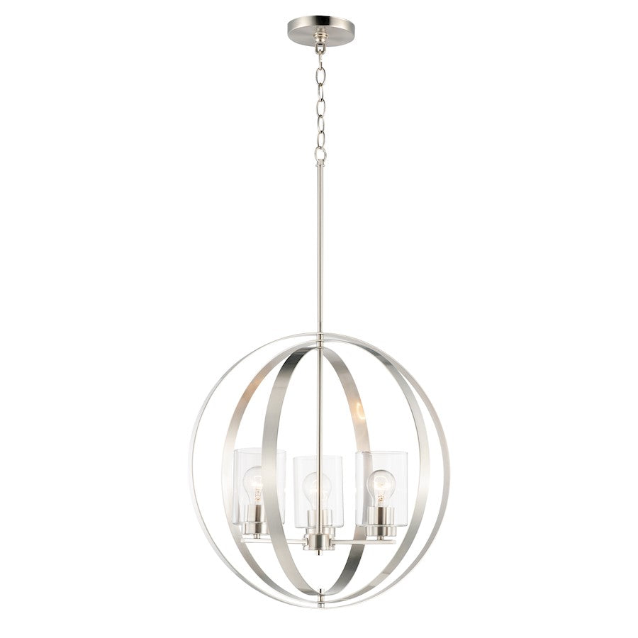 Maxim Lighting Sentinel 3-Light Pendant, Satin Nickel/Clear - 25254CLSN