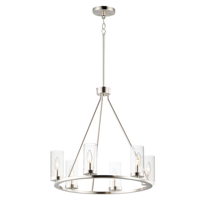 Maxim Lighting Sentinel 6-Light Chandelier, Satin Nickel/Clear - 25255CLSN