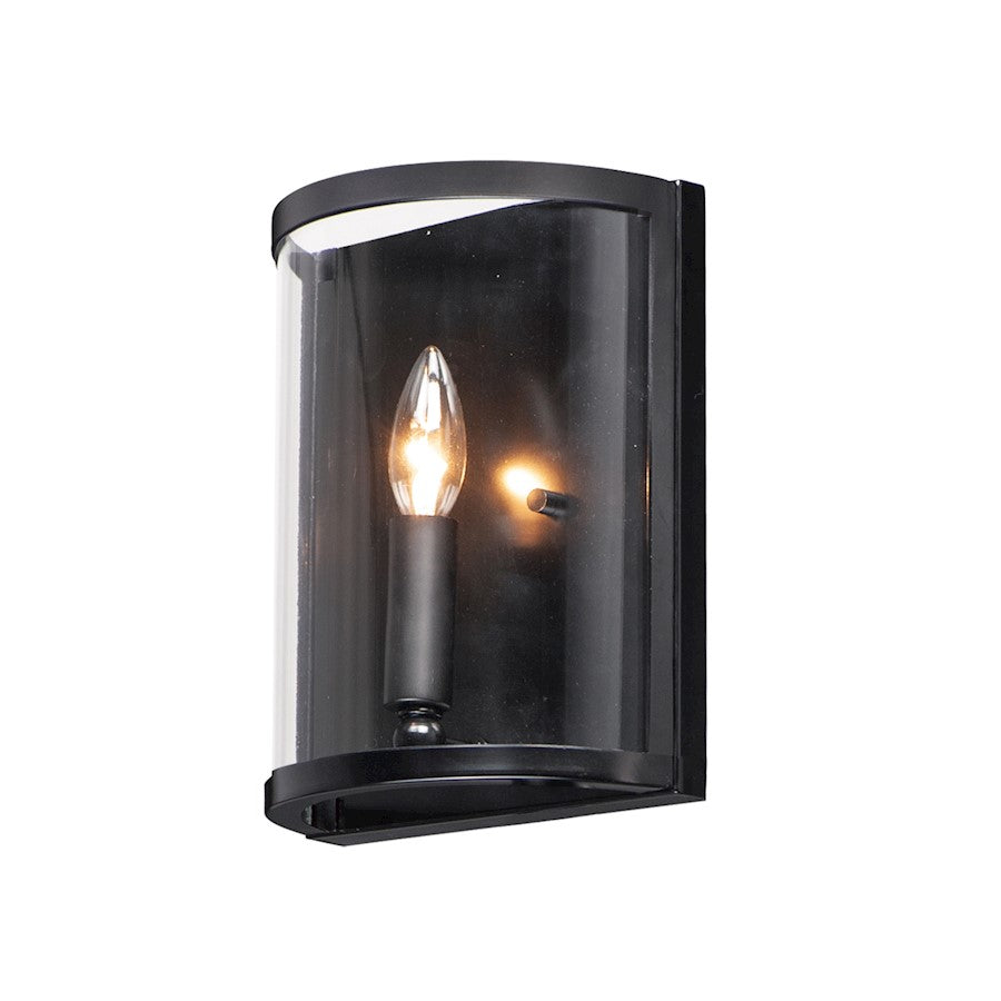 Maxim Lighting Sentinel 1-Light Wall Sconce, Black/Clear - 25259CLBK