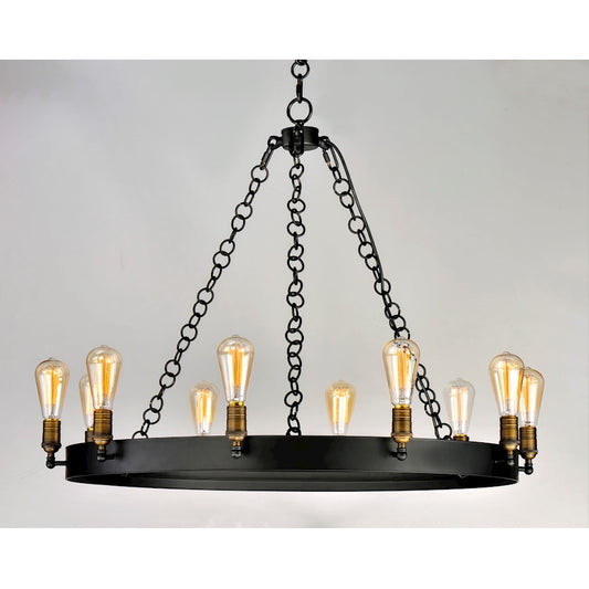 Maxim Lighting Noble 10Lt Chandelier, Black/Brass - 26275BKNAB-BUL