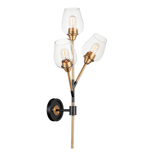 Savvy 3-Light Wall Sconce, Antique Brass/Black