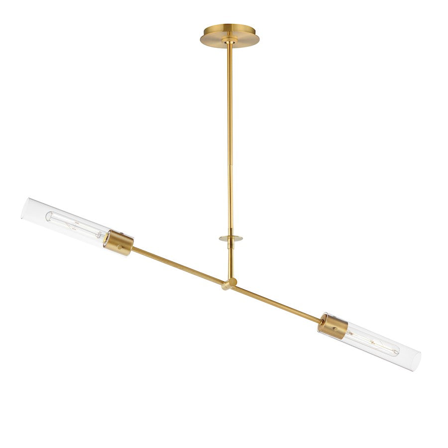 Maxim Lighting Equilibrium 2 Light Linear Pendant, Aged Brass/Clear - 26372CLNAB