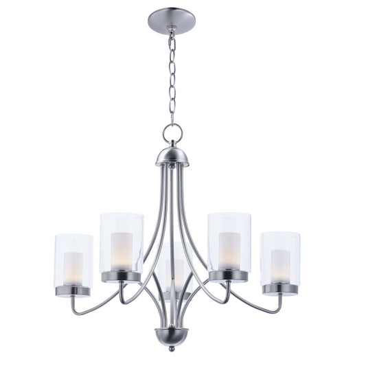 5 Light Chandelier, Satin Nickel