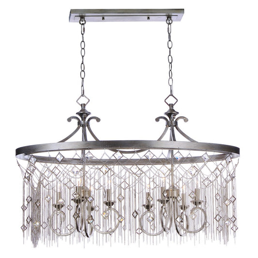 8 Light Island Chandelier, Silver