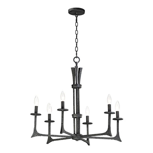 6 Light Chandelier, Natural Iron