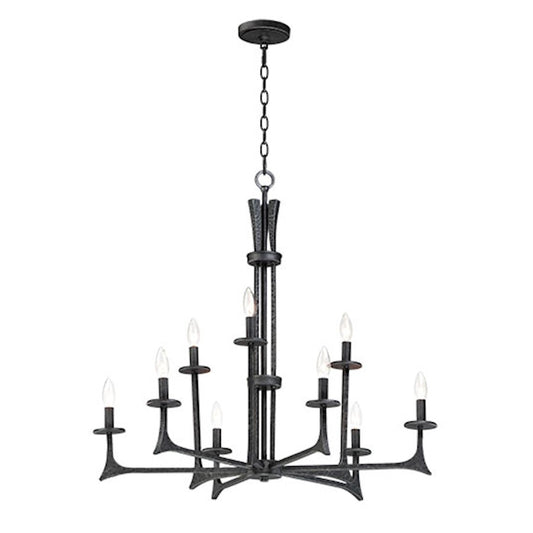 9 Light Chandelier, Natural Iron