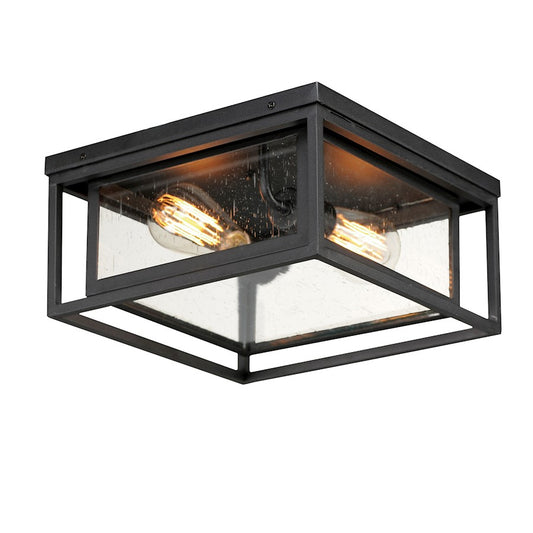 Maxim Lighting Cabana 2 Light Flush Mount, Black/Seedy - 3031CDBK