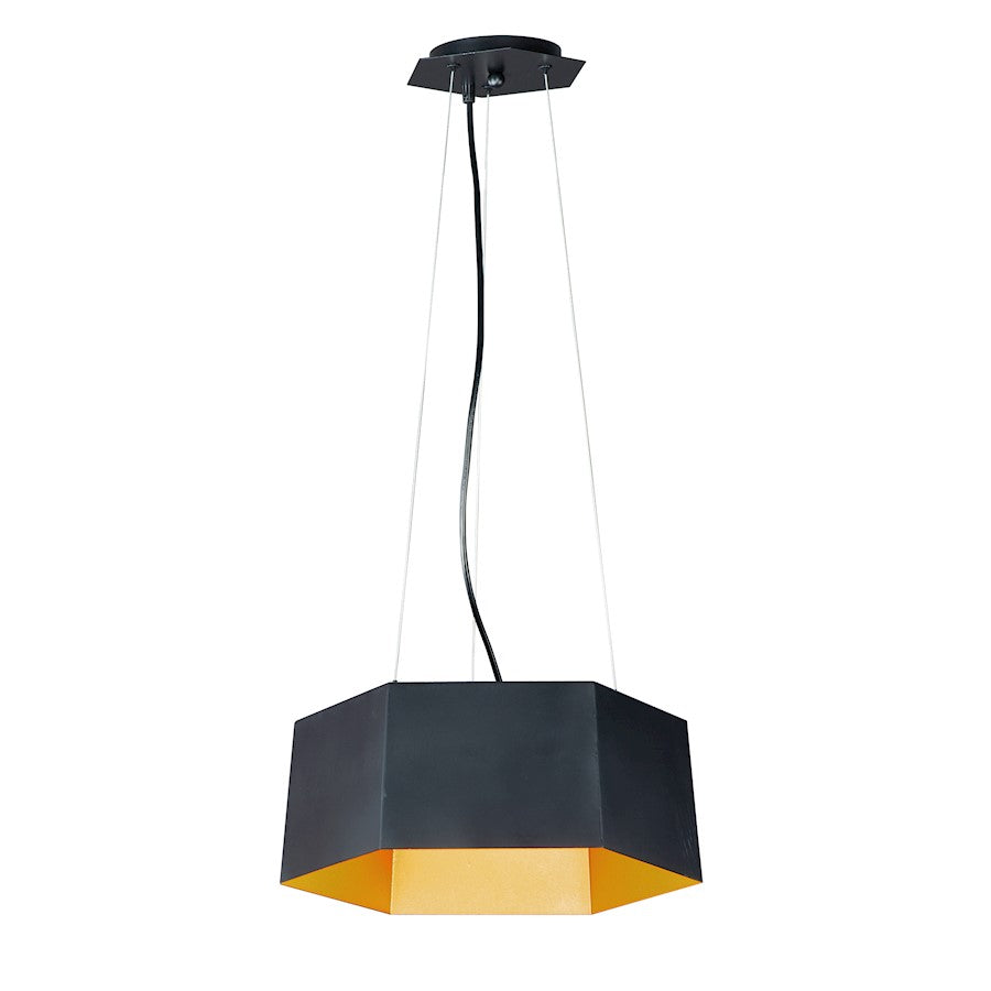 7" Honeycomb 1 Light LED Pendant, Black