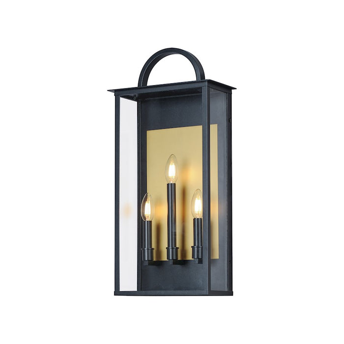 Maxim Lighting Manchester Large 3 Light Outdoor Sconce, Black/Clear - 30756CLBK
