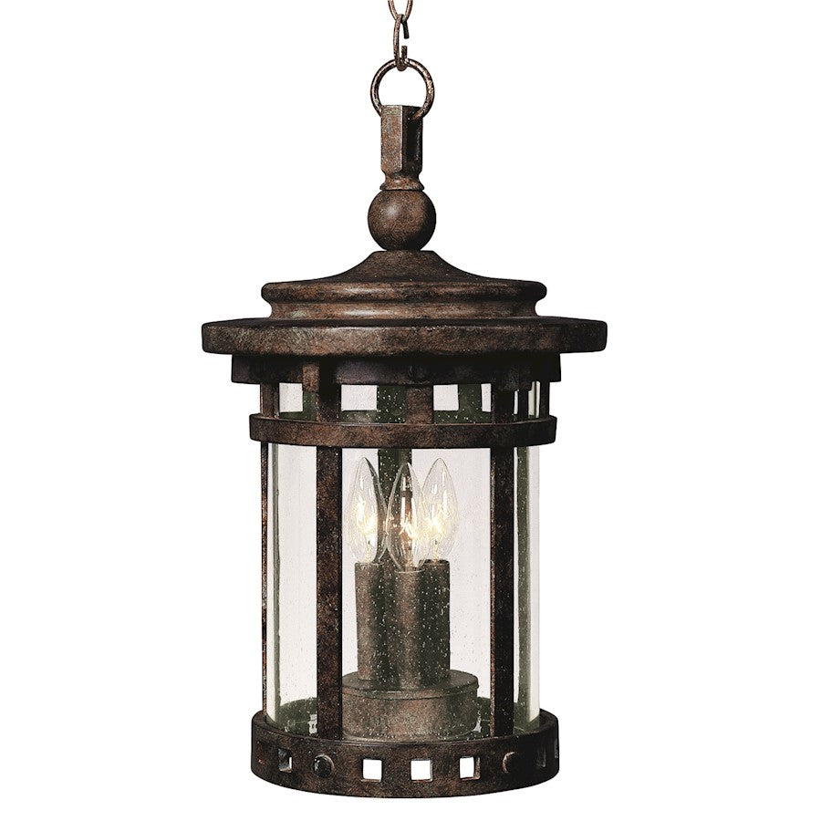 Maxim Santa Barbara Cast 3-Light 17" Outdoor Hanging Lantern, Sienna