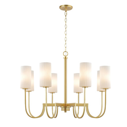 Maxim Lighting Town & Country 8 Light Chandelier, Brass/White - 32008SWSBR