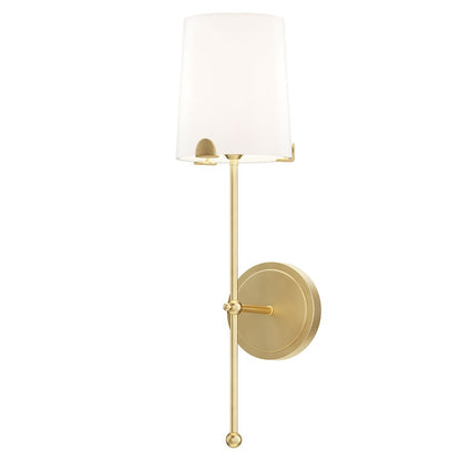 Maxim Lighting Huntington 1 Light Sconce, Satin Brass/White - 32361WTSBR