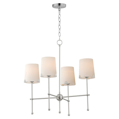 Maxim Lighting Huntington 4 Light Chandelier, Satin Nickel/White - 32364WTSN