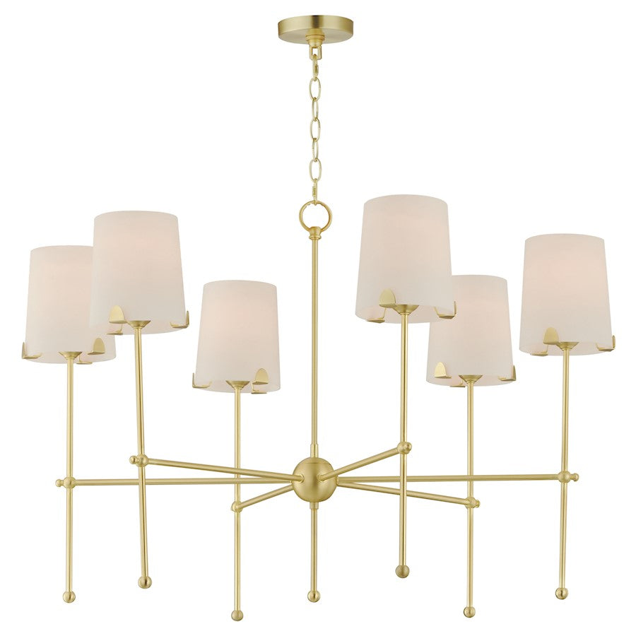 Maxim Lighting Huntington 6 Light Chandelier, Satin Brass/White - 32366WTSBR