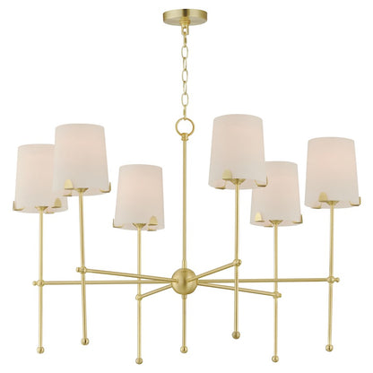 Maxim Lighting Huntington 6 Light Chandelier, Satin Brass/White - 32366WTSBR