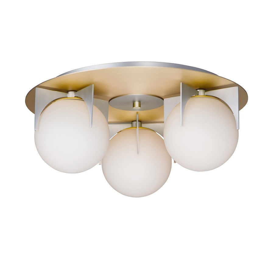 Maxim Lighting Finn 3-Light Flush Mount, Satin Brass/Platinum