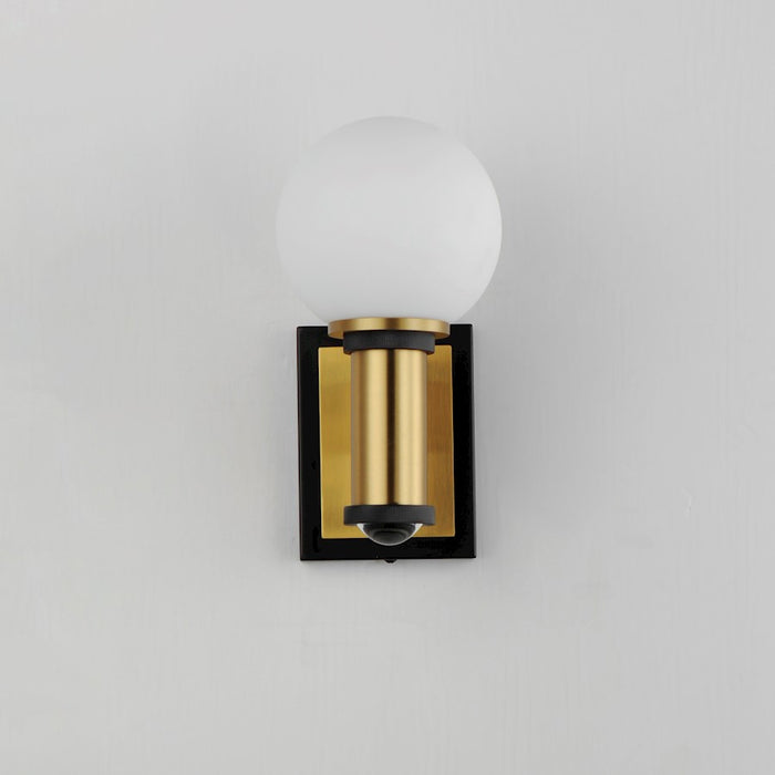 Maxim San Simeon 2 Light Wall Sconce, Black/Brass/White