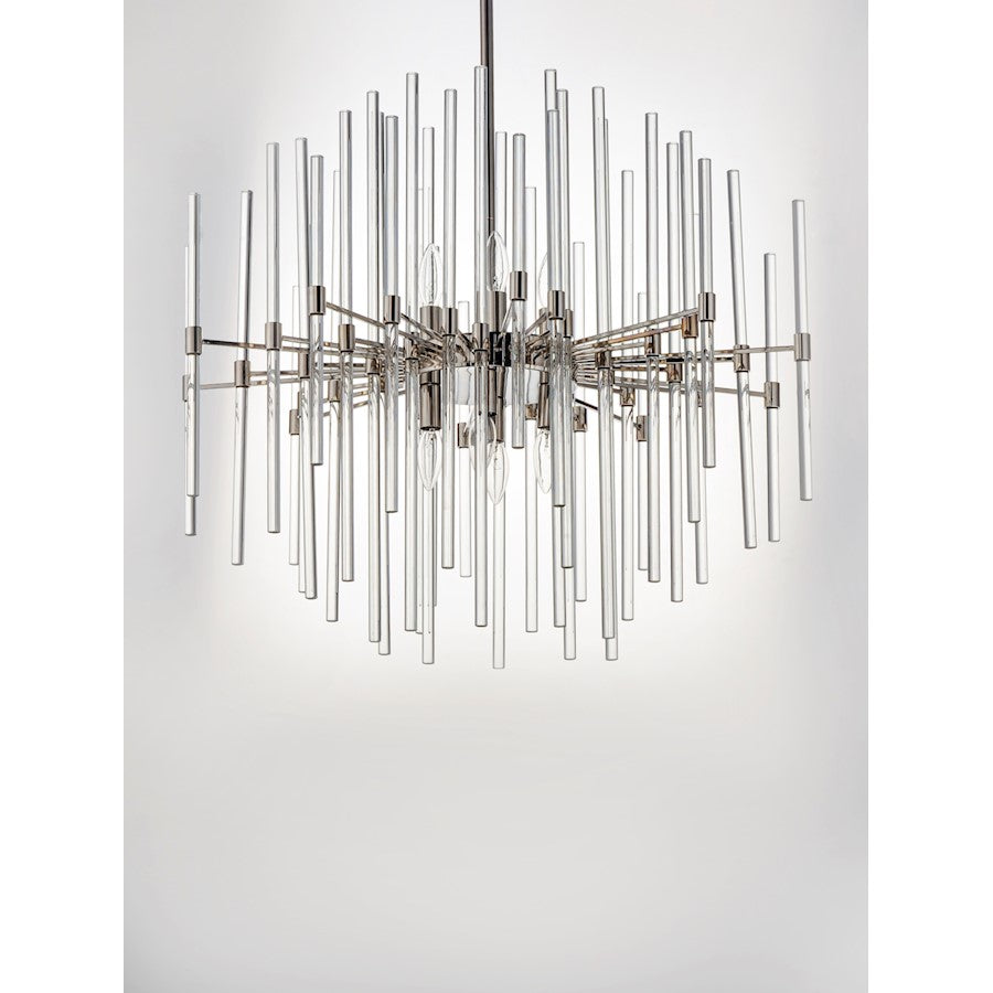 8 Light Chandelier, Polished Nickel