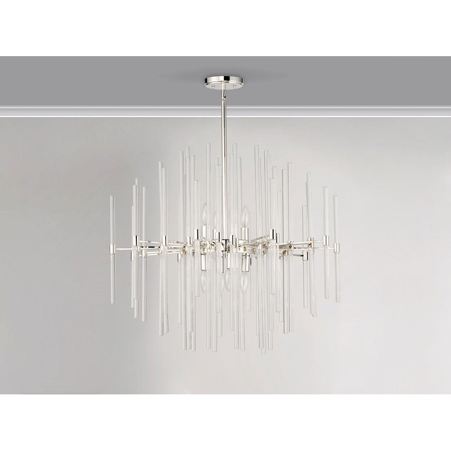 8 Light Chandelier, Polished Nickel