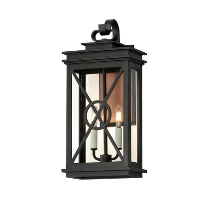 Maxim Yorktown VX 2 Light Outdoor Wall Mount, Black/Copper/Clear - 40806CLACPBK