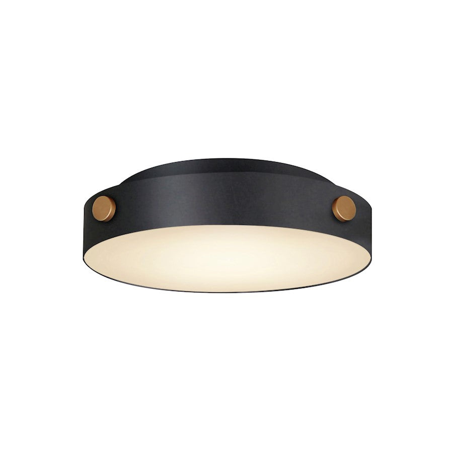 Maxim Rivet 1 Light Outdoor Flush Mount, Black/Antique Brass - 42129BKAB