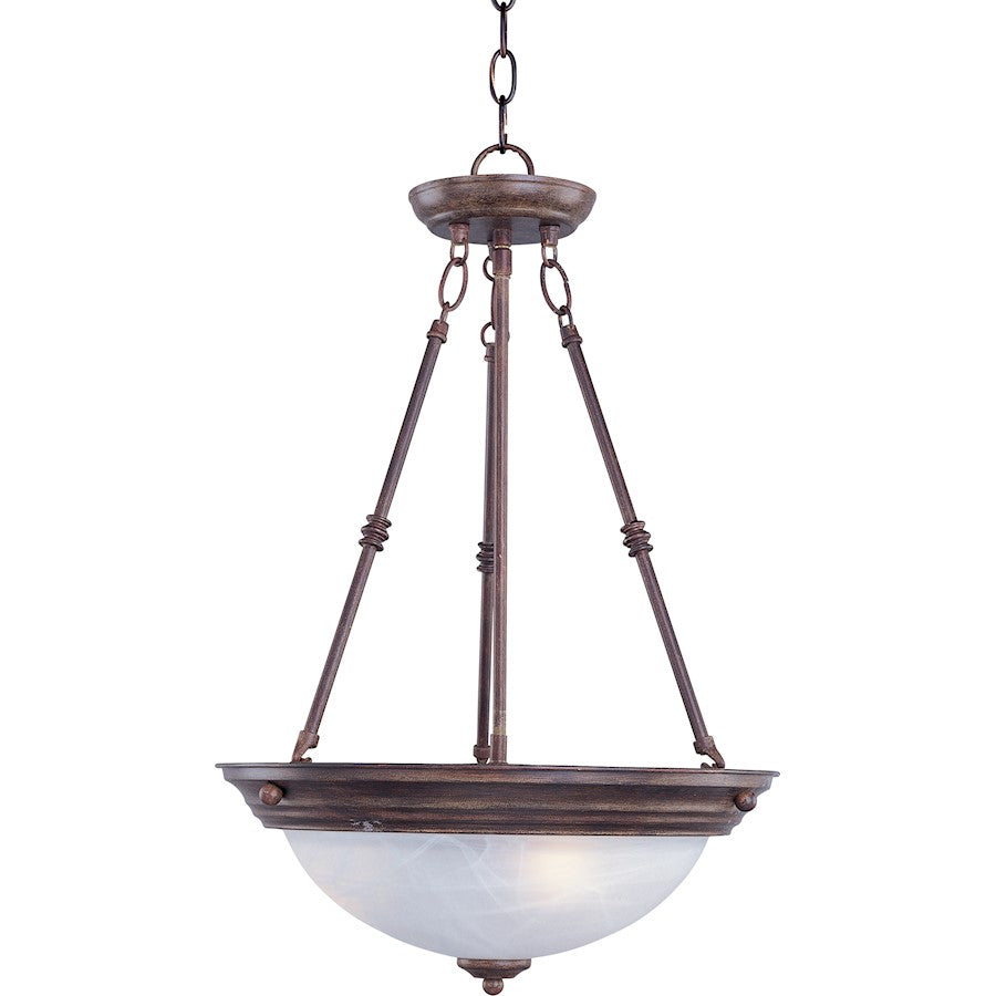 Maxim Lighting Essentials 3-Light Invert Bowl Pendant, TWH/Marble - 5845MRTW