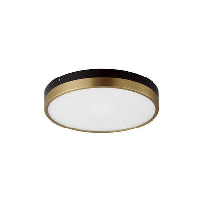 Maxim Dapper 1 Light 12" Flush Mount, Black/Antique Brass/White - 59702WTBKAB