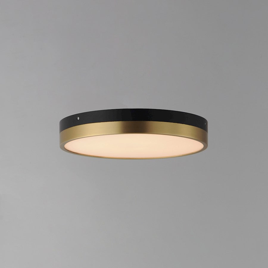 Maxim Dapper 1 Light Flush Mount, Black/Antique Brass/White