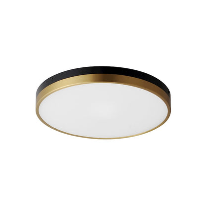 Maxim Dapper 1 Light 16" Flush Mount, Black/Antique Brass/White - 59704WTBKAB