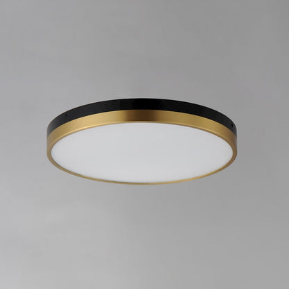 Maxim Dapper 1 Light Flush Mount, Black/Antique Brass/White