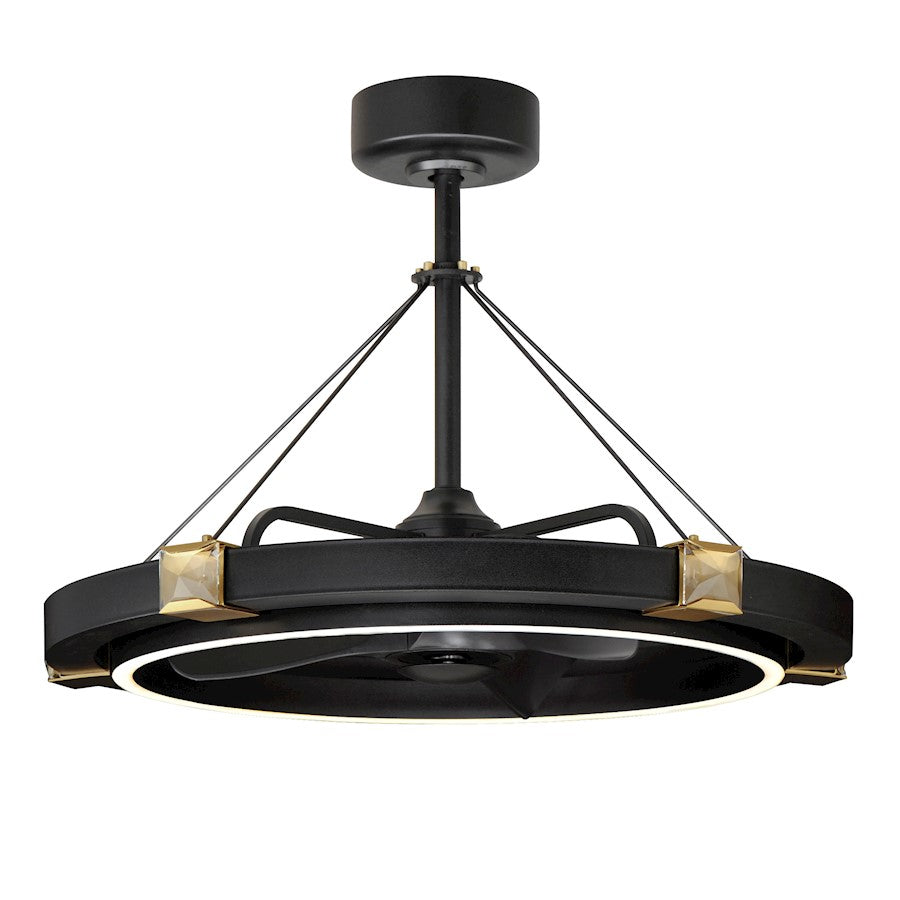 Maxim Jewel 1 Light Fandelight, Black/Gold/Beveled Crystal - 61019BCBKGLD