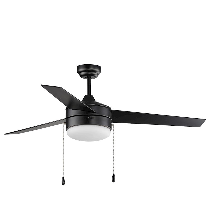 Maxim Lighting Trio 2Lt 52" 3-Bd Hugger Fan/Pull Chain, BK/WN/FR - 89906FTBKWN