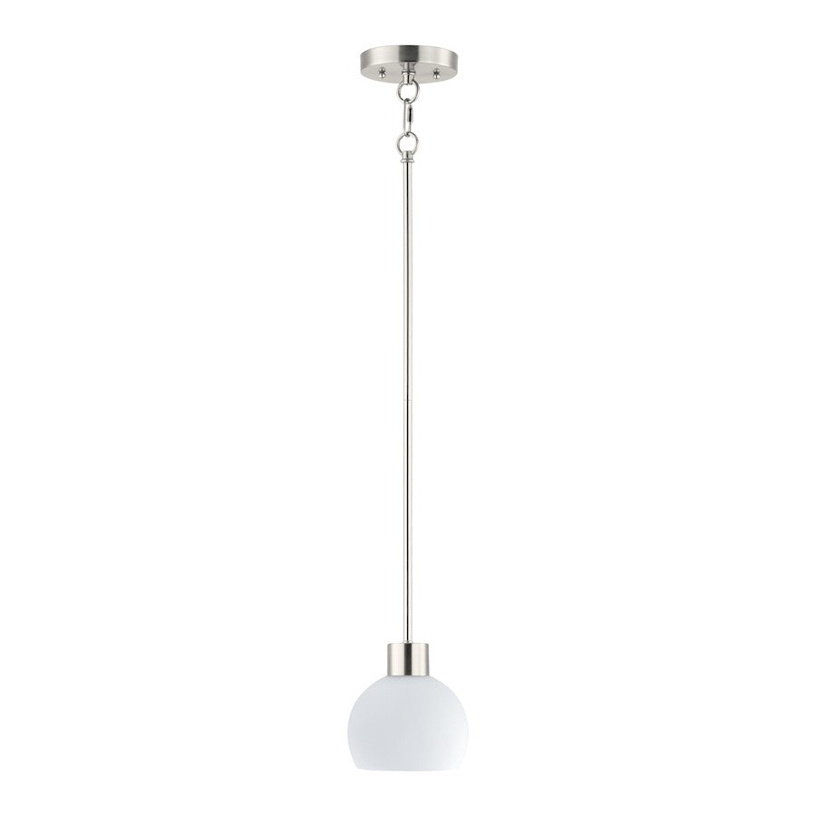 Maxim Lighting Coraline 1-Light Mini Pendant, Nickel/White - 91270SWSN