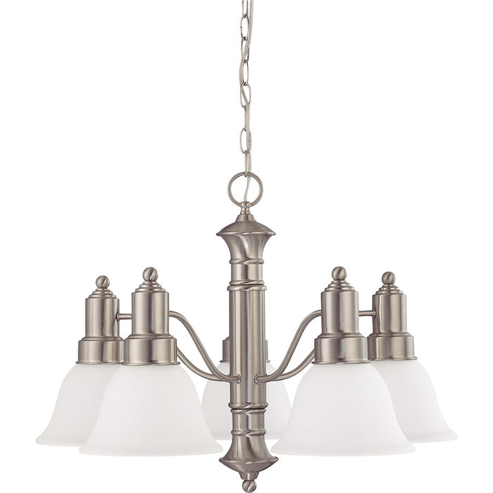 Nuvo Lighting Gotham 5 Light Chandelier, Frosted White/Brushed Nickel - 60-3242