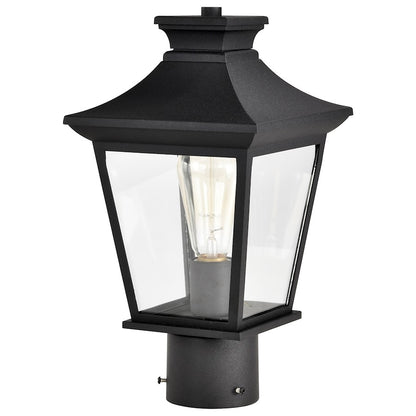 Nuvo Lighting Jasper 1 Light Outdoor Post Lantern, Black/Clear