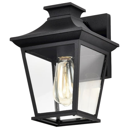 Nuvo Lighting Jasper 1 Light Outdoor Small Wall Lantern, Black/Clear