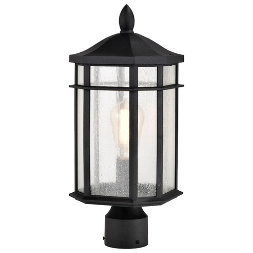 Nuvo Lighting Raiden 1 Light Outdoor Post Lantern, Black/Clear Seeded - 60-5758