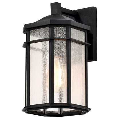 Nuvo Lighting Raiden 1 Lt Outdoor Small Wall Lantern, Black/Seeded - 60-5760