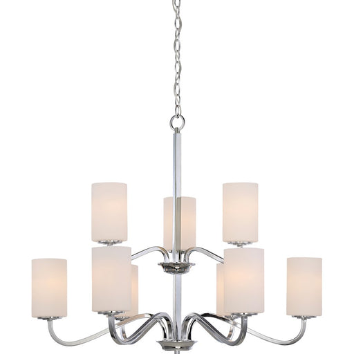 Nuvo Lighting Willow 9 Light 2-Tier Hangng, White/Polished Nickel - 60-5809
