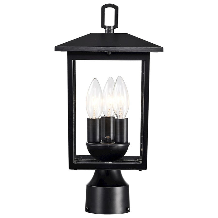 Nuvo Lighting Jamesport 3 Light Outdoor Post Lantern, Black/Clear