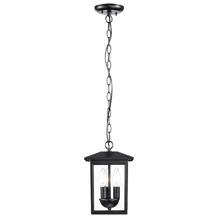 Nuvo Lighting Jamesport 3 Light Outdoor Hanging Lantern, Blac/Clear