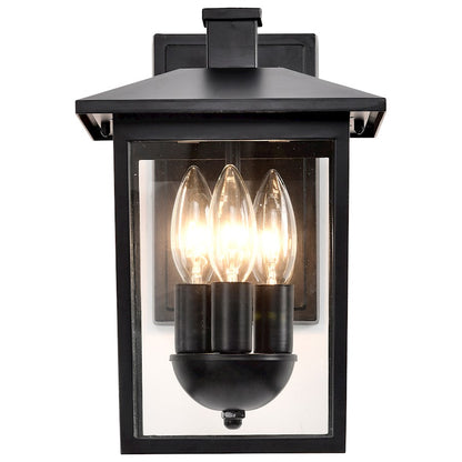 Nuvo Lighting Jamesport 3 Light Outdoor Small Wall Lantern, Bk/Clear