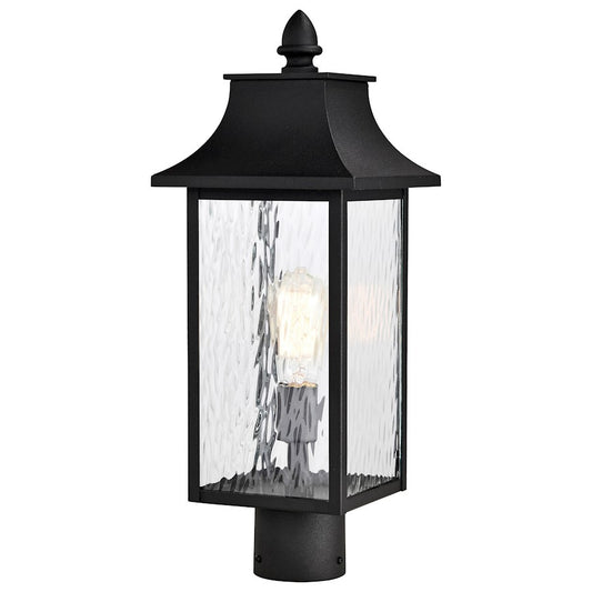 Nuvo Lighting Austen 1 Light Outdoor Post Lantern, Black Clear Water - 60-5995