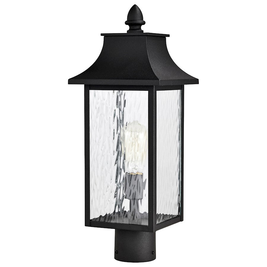 Nuvo Lighting Austen 1 Light Outdoor Post Lantern, Black Clear Water