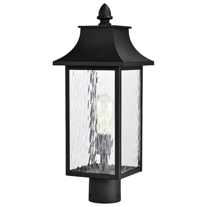 Nuvo Lighting Austen 1 Light Outdoor Post Lantern, Black Clear Water