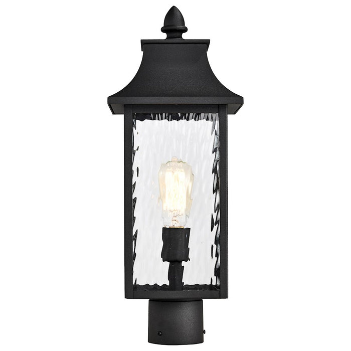 Nuvo Lighting Austen 1 Light Outdoor Post Lantern, Black Clear Water