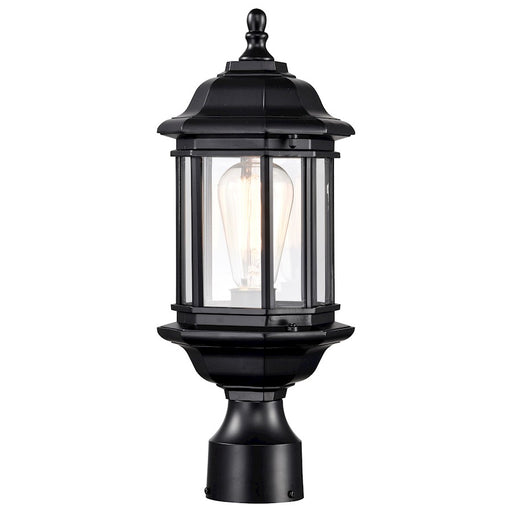 Nuvo Lighting Hopkins 1 Light Outdoor Small Post Lantern, Black/Clear - 60-6116