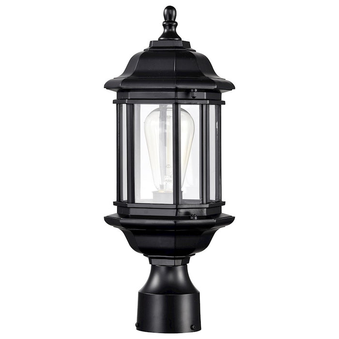 Nuvo Lighting Hopkins 1 Light Outdoor Post Lantern, Black/Clear