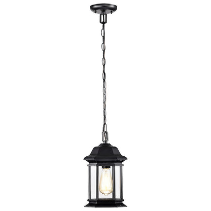 Nuvo Lighting Hopkins 1 Light Outdoor Hanging Lantern, Black/Clear