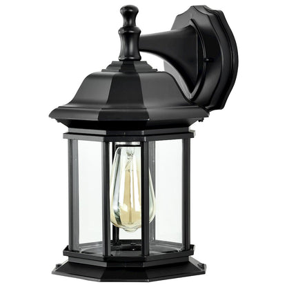 Nuvo Lighting Hopkins 1 Light Outdoor Wall Lantern, Black/Clear